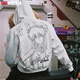 MEDMxEVA NEVER END series character sketch style fur collar zipper hoodie logo embroidered hooded sweatshirt white-Asuka L
