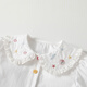 Fanhunting girls' shirt spring children's cartoon embroidered doll collar top baby white shirt spring and autumn white 80 cm