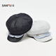 Sanfu (SANFU) Japanese hard brim ruffled octagonal hat sweet temperament literary and artistic clothing accessories hat 853460 blue one size