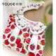 YOUGE infant and toddler autumn new long-sleeved lapel strawberry shirt soft and loose children's style top with strawberry all over print 80 cm
