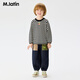 M.Latin Maratin children's T-shirt 26 spring new style boys and girls light outdoor contrast color splicing breathable long-sleeved T-shirt black strip 120