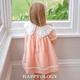 Happyology British girls short-sleeved dress embroidered collar summer skirt British children's princess dress