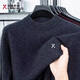 Jinba men's new cardigan sweater men's pullover round neck sweater thickened middle-aged dad's bottoming cashmere sweater black 2XL 180 recommended 150-165 Jin Jin equals 0.5 kg