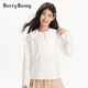 BARRY BANNY Girls' Tencel Lyocell Shirt 2026 Spring Doll Collar Top Loose Cardigan CX506 White 160