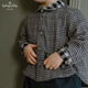 LELE JOVE children's tops spring new boys college style casual all-match lapel shirt navy plaid 110 cm