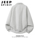 JEEP SPIRIT American solid color heavyweight stand-up collar cardigan 2026 new sweatshirt men's spring loose couple sports coat jacket hemp gray M