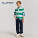 E LAND KIDS pedophile clothing boys' T-shirt 2026 spring new college style embroidered striped POLO shirt L/Blue light blue/51 170