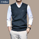 Goldlion Vest Vest Men's V-neck Pullover Sleeveless Sweater Middle-aged Solid Color Knitted Waistcoat Green 3XL