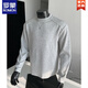 ROMON autumn heavyweight pure cotton 360g American deconstructed sweatshirt men's trendy brand cleanfit handsome long-sleeved high-end top black heavyweight pure cotton 360G fabric M (90-120Jin Jin equals 0.5kg)