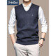 Goldlion Vest Vest Men's V-neck Pullover Sleeveless Sweater Middle-aged Solid Color Knitted Waistcoat Green 3XL