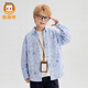Hengyuanxiang children's shirt, boys' pure cotton, medium and large children's handsome and versatile cotton baby square shirt can be worn outside long-sleeved children's clothing 2385 squares white 120 recommended height 115-120 weight 30-40 Jin Jin is equal to 0.5 kg