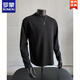 ROMON autumn heavyweight pure cotton 360g American deconstructed sweatshirt men's trendy brand cleanfit handsome long-sleeved high-end top black heavyweight pure cotton 360G fabric M (90-120Jin Jin equals 0.5kg)