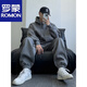 ROMON autumn and winter gray high-end street fashion brand pine velvet thickened couple sweatshirt sports dog men and women walking black - set S