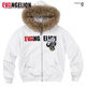 MEDMxEVA NEVER END series character sketch style fur collar zipper hoodie logo embroidered hooded sweatshirt white-Asuka L