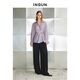 INSUN 2026 spring double-wear access control design waist slimming long-sleeved shirt lavender purple S