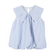 Xiaoyinman children's clothing girls' bow lapel shirt 26 mid-summer big children's bud hem cool and comfortable shirt blue 120