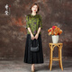 QUEDIT silk Chinese-style mulberry silk mid-sleeve shirt 2026 new stand-up collar plate-button oblique placket flower and bird print top Qingtang Ningzi/21 Mumi silk stretch satin L Recommended 110Jin Jin is equal to within 0.5 kg