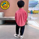 G.duck little yellow duck children's clothing boys POLO collar long-sleeved shirt 2026 baby boy lapel handsome spring and autumn pink jacket pink shirt 90 cm