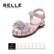 Belle Children's Shoes Children's Baotou Sandals Summer Girls Soft Soled Toddler Shoes Fashion Princess Shoes Baby Pink 29