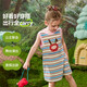 ASK JUNIOR children's skirt 26 summer sleeveless tank top children's contrast striped dress girls mid-length T-shirt skirt