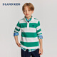E LAND KIDS pedophile clothing boys' T-shirt 2026 spring new college style embroidered striped POLO shirt L/Blue light blue/51 170