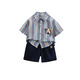Ultraman boys summer short-sleeved suit 2025 new children's Korean style summer style striped shirt casual two-piece set trendy picture color 90 cm