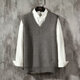 JIAYE Couple Young Student Woolen Knitted Vest Men's V-neck Pullover Sleeveless Sweater Vest Vest Thin Black [Single Vest] L