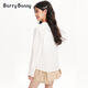 BARRY BANNY Girls' Tencel Lyocell Shirt 2026 Spring Doll Collar Top Loose Cardigan CX506 White 160