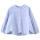 Haqi Children's Clothing Spring Korean Style Loose Cotton Shirt Girls Round Neck Top Girls Spring Clothing 2026 New Blue 150
