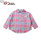 Ultraman girls' shirt spring and autumn 2026 new style children's fashionable baby cartoon long-sleeved spring plaid spring jacket pink 90 cm