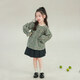 UTOUTO Big Ear Elephant Girls Lace Collar Floral Top 2026 Spring New Baoer Pure Cotton Niche Casual Loose Top Dark Green Spot 80
