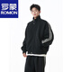 ROMON American sports style striped cardigan sweatshirt suit for men and women, trendy brand autumn loose and drapey casual sweatpants two-piece set >Click to view the size<This photo is taken in taupe M by default