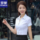 ROMON white shirt women's summer new short-sleeved top professional v-neck large size striped slim half-sleeved stretch shirt overalls purple short-sleeved S recommended 80-89Jin Jin equals 0.5 kg