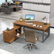 Yishangge Office Manager Desk Boss Desk Single Manager Computer Desk and Chair Combination Office Executive Desk Desk Office Furniture Black Legs + Oak Color After-Sales Guarantee 140*60 Single Table + Side Cabinet