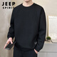 JEEP SPIRIT2026 spring and autumn new round neck sweatshirt men's solid color versatile bottoming shirt slightly loose spring and autumn long-sleeved T-shirt men's black regular L