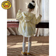 G.duck Little Yellow Duck Girls' Shirt 2026 Spring and Autumn New Korean Style Western Style Early Spring Wear Large Children's Hooded Plaid Shirt Yellow 170 cm