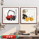 Zi Teng Suixuan Qi Baishi decorative painting new Chinese style living room background wall hanging painting bedroom dining room restaurant ink shrimp mural solid wood ink shrimp 50*50cm (plexiglass) (default mahogany color frame)