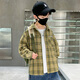 Boys' shirt jacket spring and autumn 2026 new medium and large children's autumn boys' autumn clothing children's handsome plaid shirt yellow 120 cm