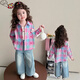 Ultraman girls' shirt spring and autumn 2026 new style children's fashionable baby cartoon long-sleeved spring plaid spring jacket pink 90 cm