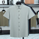 LILANZ summer business casual seamless short-sleeved shirt men's thin breathable ice silk shirt trendy men's loose top white gray M 105