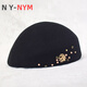 NY-NYM autumn and winter fashion woolen hat beret women's elegant hand-stitched pearl rhinestone painter hat stewardess hat black M (56-58cm)