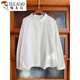 Woodpecker Zimo Qinghe Japanese original single white cotton shirt women's long-sleeved doll collar shirt loose versatile top spring picture color 2XL recommended 145-160Jin Jin equals 0.5 kg