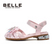 Belle Children's Shoes Children's Baotou Sandals Summer Girls Soft Soled Toddler Shoes Fashion Princess Shoes Baby Pink 29