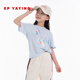 EP YAYING (EP YAYING) Shopping mall same style EP Yaying children's clothing 2026 summer girls new cute and fun expression printed casual T-shirt blue 160