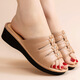 High-heeled women's slippers for summer thick-soled fashion home non-slip mom shoes soft-soled social wedge sandals white 40