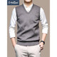 Goldlion Vest Vest Men's V-neck Pullover Sleeveless Sweater Middle-aged Solid Color Knitted Waistcoat Green 3XL