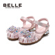Belle Children's Shoes Children's Baotou Sandals Summer Girls Soft Soled Toddler Shoes Fashion Princess Shoes Baby Pink 29