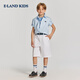 E LAND KIDS pedophile boys' shirt 26 summer new casual college style embroidered lapel short sleeve Ivory ivory/39 110