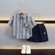 Ultraman boys summer short-sleeved suit 2025 new children's Korean style summer style striped shirt casual two-piece set trendy picture color 90 cm