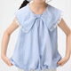 Xiaoyinman children's clothing girls' bow lapel shirt 26 mid-summer big children's bud hem cool and comfortable shirt blue 120